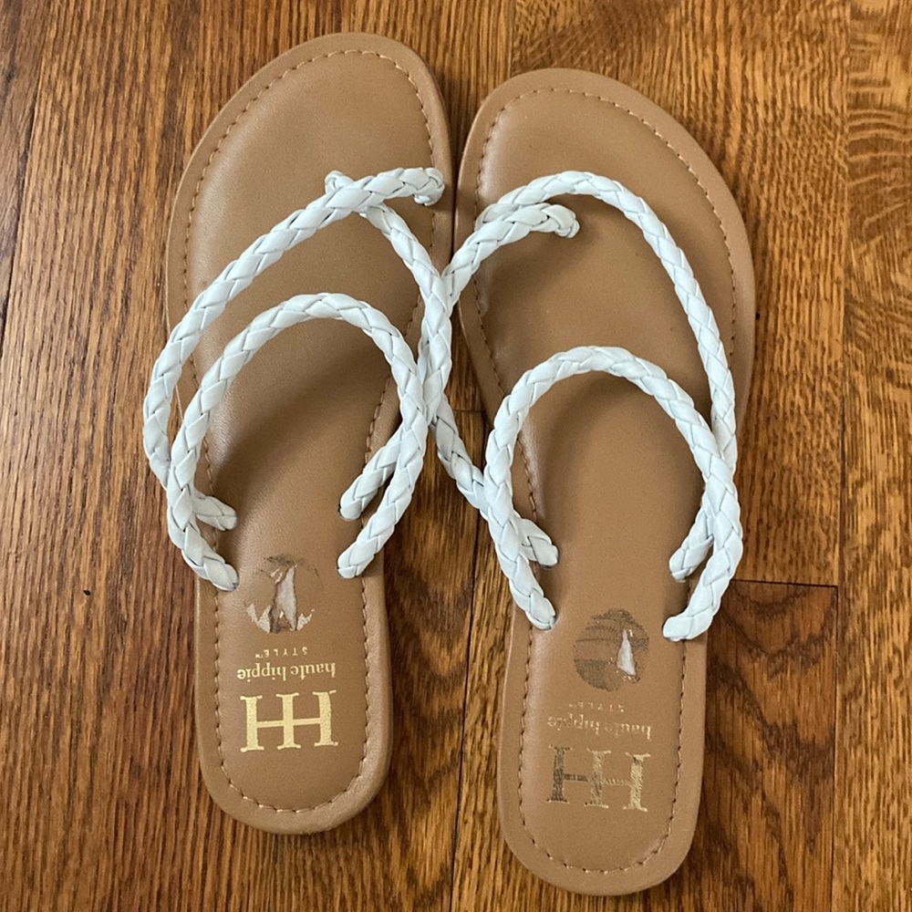 Haute Hippie Tan and White Sandals